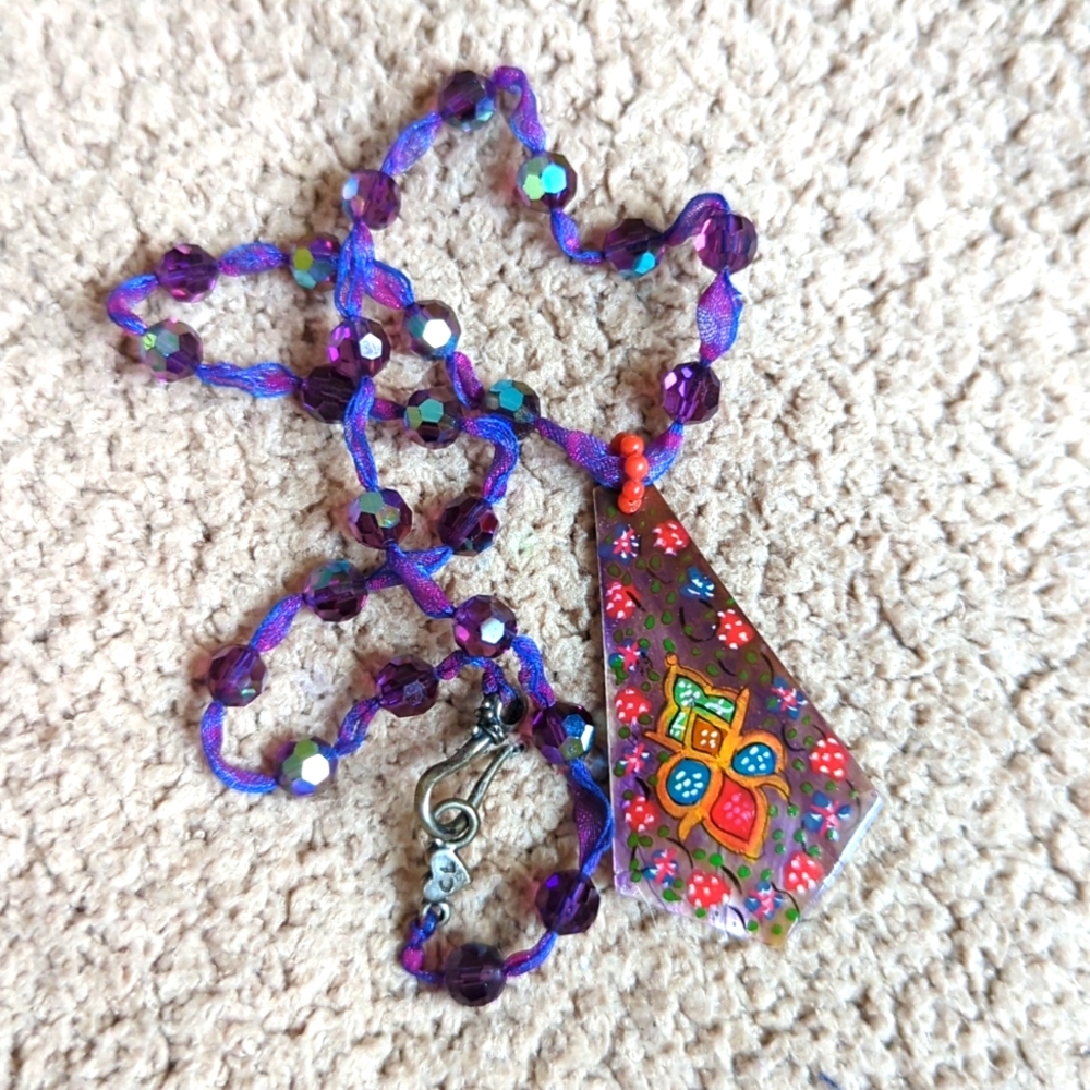 CHAN LUU BLUE HAND PAINTED MOTHER OF PEARL SHELL NECKLACE